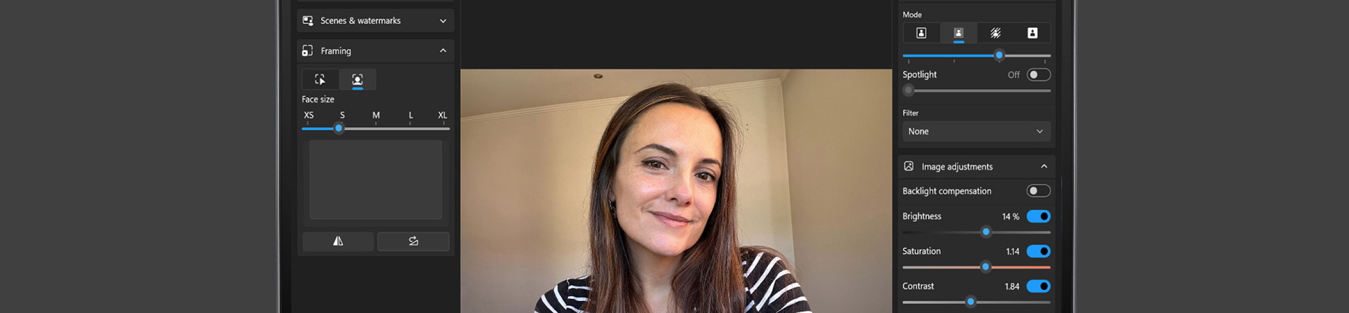 Real-time video and audio enhancements with Poly Camera Pro