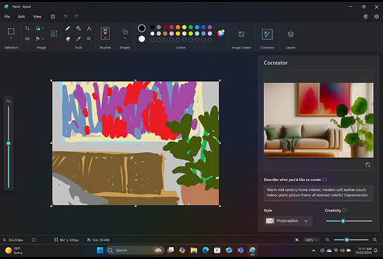 Sketch, generate with Cocreator
