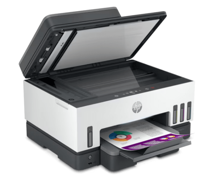 Replenishing ink is clean and easy with HP&rsquo;s innovative spil...